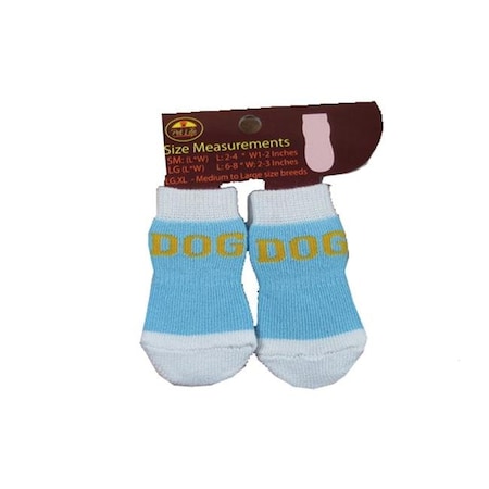 Pet Life F22BWMDLG Blue And White Dog Socks With Rubberized Soles - LG